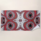 抽象芸術赤い黒のグラデーション緩和曲線フラクタル ビーチタオル (正面)