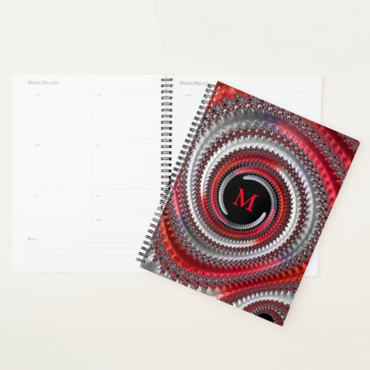 抽象芸術赤い黒のグラデーション緩和曲線フラクタル プランナー手帳 (ディスプレー)
