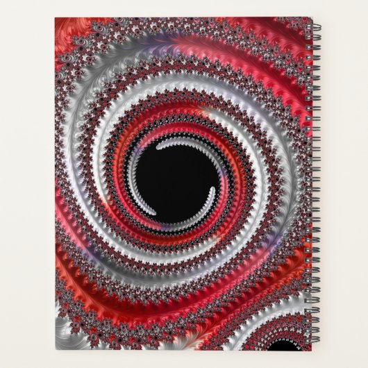 抽象芸術赤い黒のグラデーション緩和曲線フラクタル プランナー手帳 (裏面)