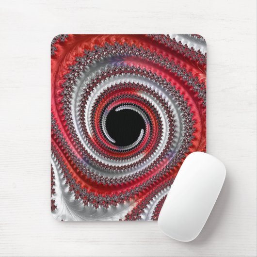 抽象芸術赤い黒のグラデーション緩和曲線フラクタル マウスパッド (マウス)
