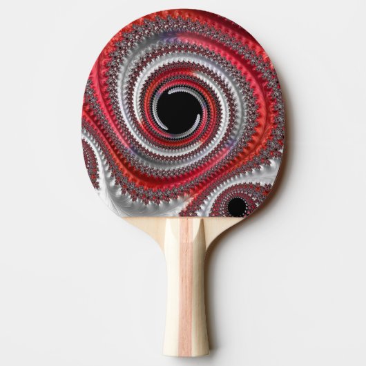 抽象芸術赤い黒のグラデーション緩和曲線フラクタル 卓球ラケット (裏面)