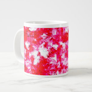 抽象芸術赤とピンク ジャンボコーヒーマグカップ