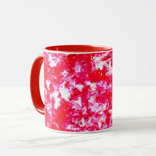 抽象芸術赤とピンク マグカップ (正面左)
