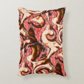 抽象芸術赤と木質スタイルの珊瑚斑 アクセントクッション (正面(垂直))