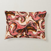 抽象芸術赤と木質スタイルの珊瑚斑 アクセントクッション (裏面)