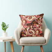 抽象芸術赤と木質スタイルの珊瑚斑 クッション (椅子)