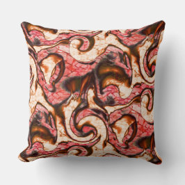 抽象芸術赤と木質スタイルの珊瑚斑 クッション