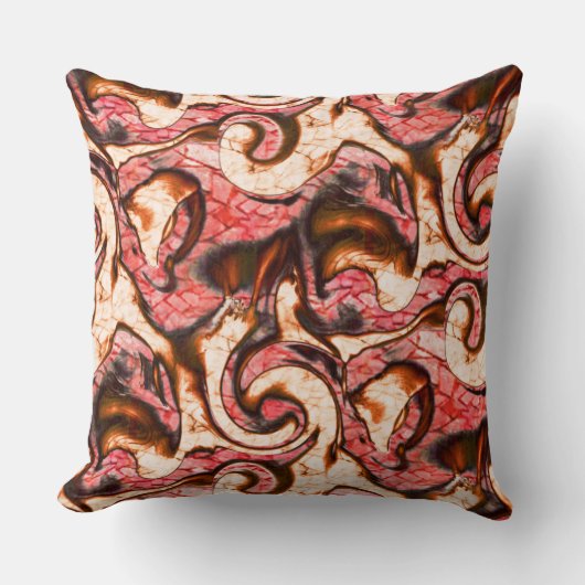 抽象芸術赤と木質スタイルの珊瑚斑 クッション (正面)