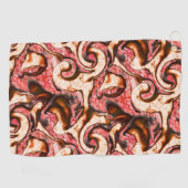 抽象芸術赤と木質スタイルの珊瑚斑 ゴルフタオル (横)
