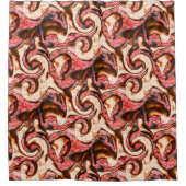 抽象芸術赤と木質スタイルの珊瑚斑 シャワーカーテン (正面)