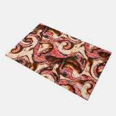 抽象芸術赤と木質スタイルの珊瑚斑 ドアマット (アングル)