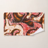 抽象芸術赤と木質スタイルの珊瑚斑 バスタオルセット (ハンドタオル)