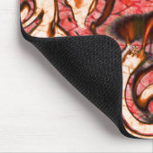 抽象芸術赤と木質スタイルの珊瑚斑 マウスパッド (コーナー)