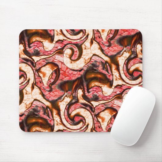 抽象芸術赤と木質スタイルの珊瑚斑 マウスパッド (マウス)