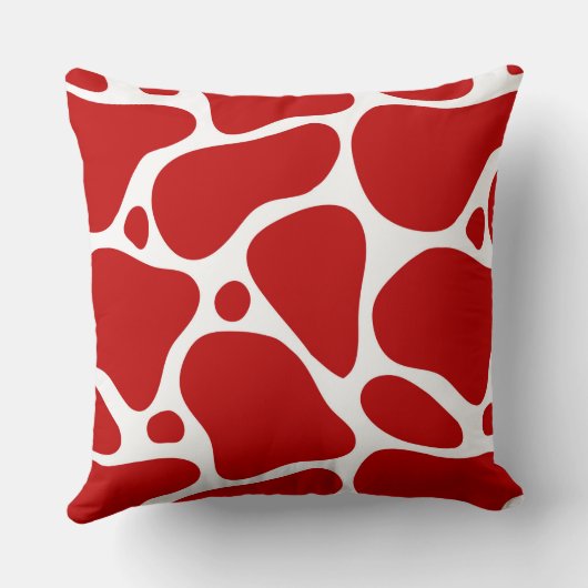 抽象芸術赤と白キリン模様 クッション (裏面)