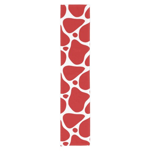 抽象芸術赤と白キリン模様 ショートテーブルランナー (正面)
