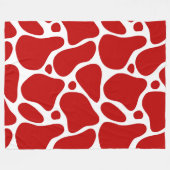 抽象芸術赤と白キリン模様 フリースブランケット (正面(横))