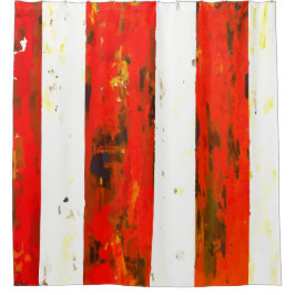 抽象芸術赤と白止め シャワーカーテン
