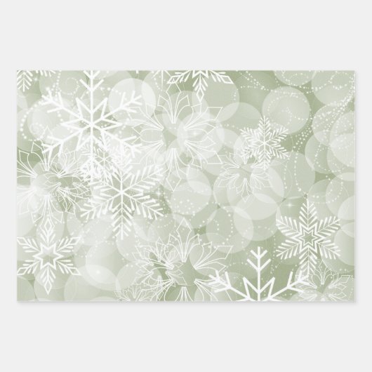 抽象芸術赤と緑の雪片と柊 ラッピングペーパーシート (正面3)