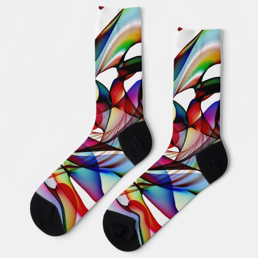 抽象芸術赤と青の靴下デザイン ソックス (左)