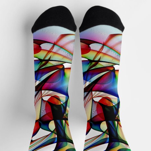 抽象芸術赤と青の靴下デザイン ソックス (上部)