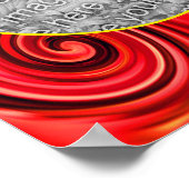 抽象芸術赤と黄色の渦巻き旋回が自分の写真を追加 ポスター (角)