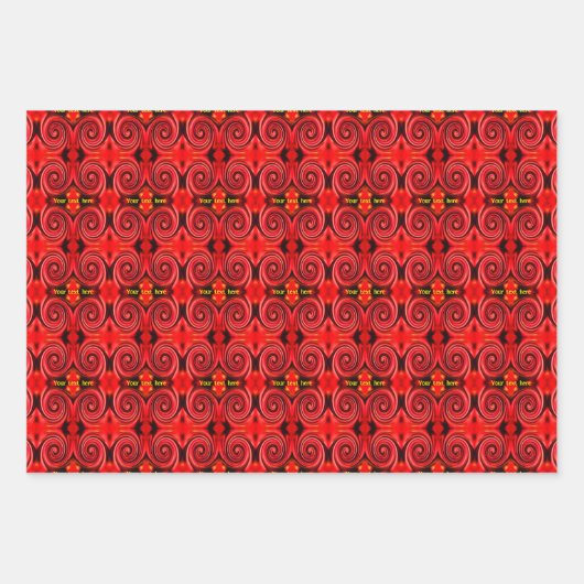 抽象芸術赤と黄色の渦巻パーソナライズされたき ラッピングペーパーシート (正面)