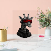 抽象芸術赤と黒のクラシックキリンTシャツ アクリルサイン (ウェディング)