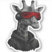 抽象芸術赤と黒のクラシックキリンTシャツ シール (正面)