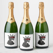 抽象芸術赤と黒のクラシックキリンTシャツ スパークリングワインラベル (ボトル)