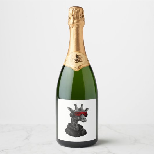 抽象芸術赤と黒のクラシックキリンTシャツ スパークリングワインラベル (正面)