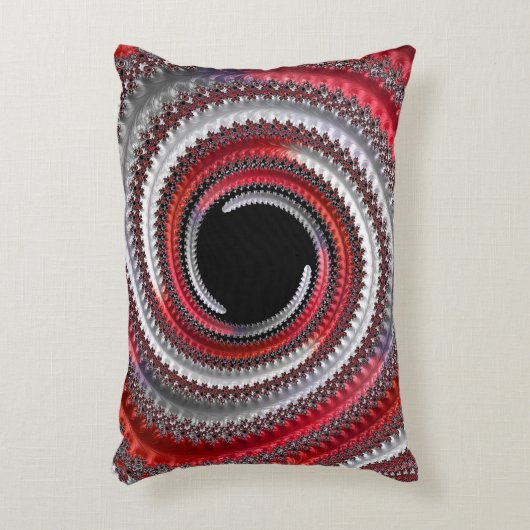 抽象芸術赤と黒のグラデーション緩和曲線フラクタル アクセントクッション (正面(垂直))