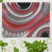 抽象芸術赤と黒のグラデーション緩和曲線フラクタル キッチンタオル (折り畳み)