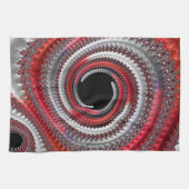 抽象芸術赤と黒のグラデーション緩和曲線フラクタル キッチンタオル (横)