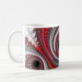 抽象芸術赤と黒のグラデーション緩和曲線フラクタル コーヒーマグカップ (左)