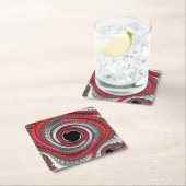 抽象芸術赤と黒のグラデーション緩和曲線フラクタル スクエアペーパーコースター (インサイチュ)