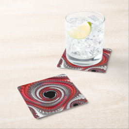 抽象芸術赤と黒のグラデーション緩和曲線フラクタル スクエアペーパーコースター