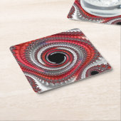 抽象芸術赤と黒のグラデーション緩和曲線フラクタル スクエアペーパーコースター (アングル)