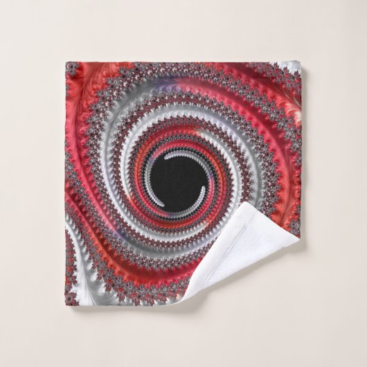 抽象芸術赤と黒のグラデーション緩和曲線フラクタル バスタオルセット (ウォッシュタオル)