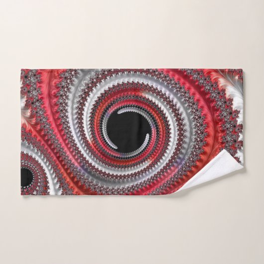 抽象芸術赤と黒のグラデーション緩和曲線フラクタル バスタオルセット (ハンドタオル)