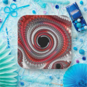 抽象芸術赤と黒のグラデーション緩和曲線フラクタル ペーパープレート (パーティー)