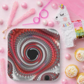 抽象芸術赤と黒のグラデーション緩和曲線フラクタル ペーパープレート (パーティー)