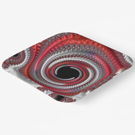 抽象芸術赤と黒のグラデーション緩和曲線フラクタル ペーパープレート (傾斜あり)