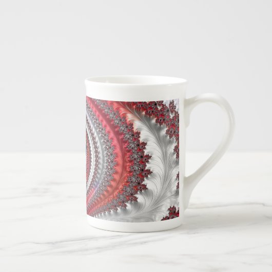 抽象芸術赤と黒のグラデーション緩和曲線フラクタル ボーンチャイナマグカップ (右)