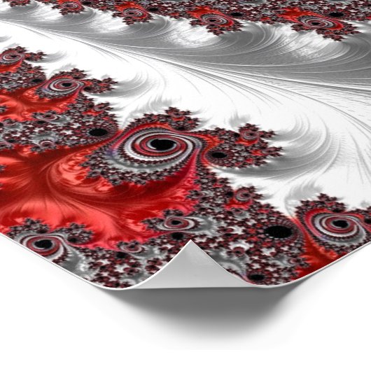 抽象芸術赤と黒のグラデーション緩和曲線フラクタル ポスター (角)