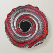 抽象芸術赤と黒のグラデーション緩和曲線フラクタル ラウンドクッション (裏面)