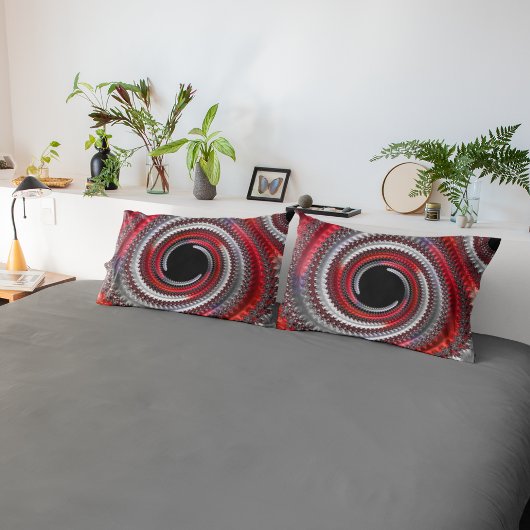 抽象芸術赤と黒のグラデーション緩和曲線フラクタル 枕カバー