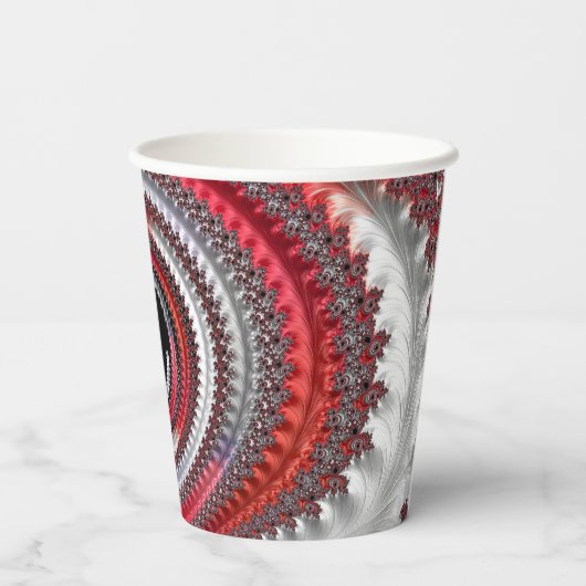 抽象芸術赤と黒のグラデーション緩和曲線フラクタル 紙コップ (裏面)