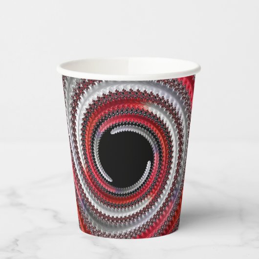 抽象芸術赤と黒のグラデーション緩和曲線フラクタル 紙コップ (左)