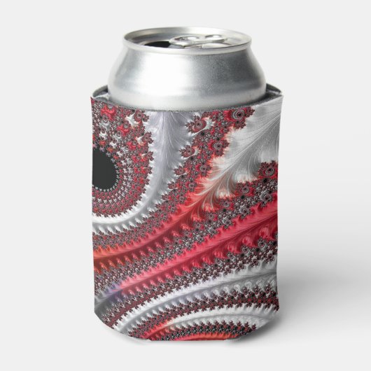 抽象芸術赤と黒のグラデーション緩和曲線フラクタル 缶クーラー (缶正面)